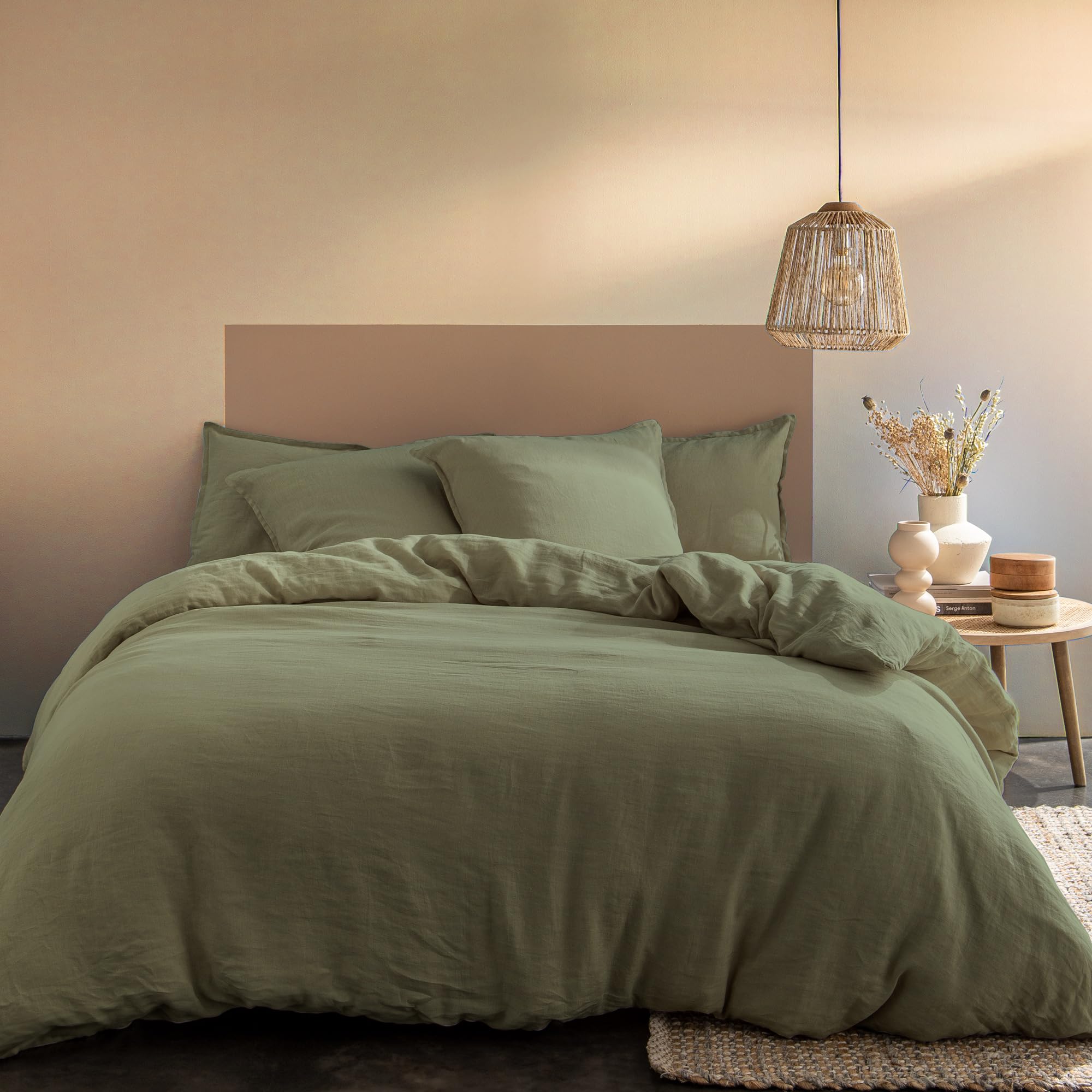 Housse de couette 100% lin lavé Matt & Rose sauge pour des nuits douces