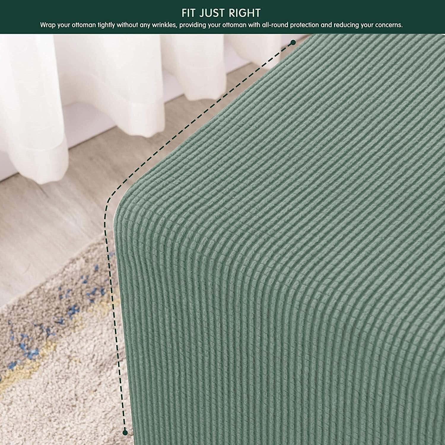 CLGTY Ottomane Bezug - Dehnbarer Kariert Hockerüberzug Waschbar 40x40cm