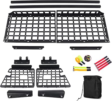 ITrims Rear Cargo Rack Basket for Mitsubishi Pajero V93 2007-2021 Accessories Interior Luggage Carrier Modular Storage Panel Trunk Shelf Hanging Boards Organizer Black Aluminum Alloy Side+Center