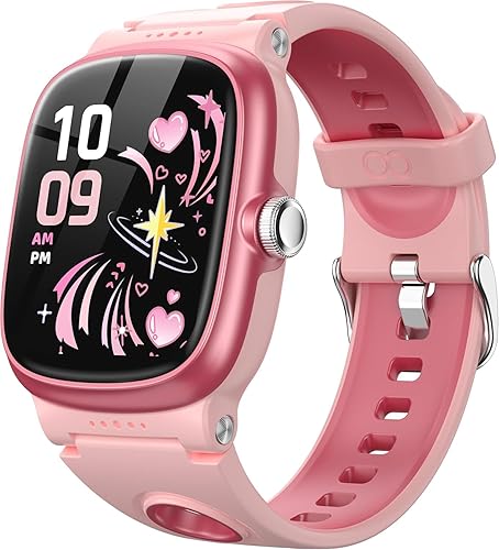 Kids Smart Watch with Heart Rate/Sleep/Stress Monitor, Kid Fitness Tracker Watch Pedometer, Smartwatches for Girls Boys with Family Account, Games, IP68 Waterproof - Smart Watch for Kids 4-16, Pink