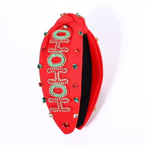 Vista 106 de Diadema de Navidad para mujer, accesorios de Navidad con cuentas, arco de Navidad, copo de nieve, diadema anudada HOHOHO, rojo y verde, perla