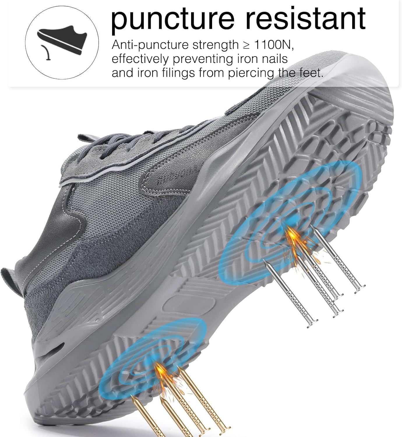 LAoutun Steel Toe Shoes for Men Women Safety Work Shoes Indestructible Steel Toe Sneakers Lightweight Work Shoes Toe Shoes - Image 3