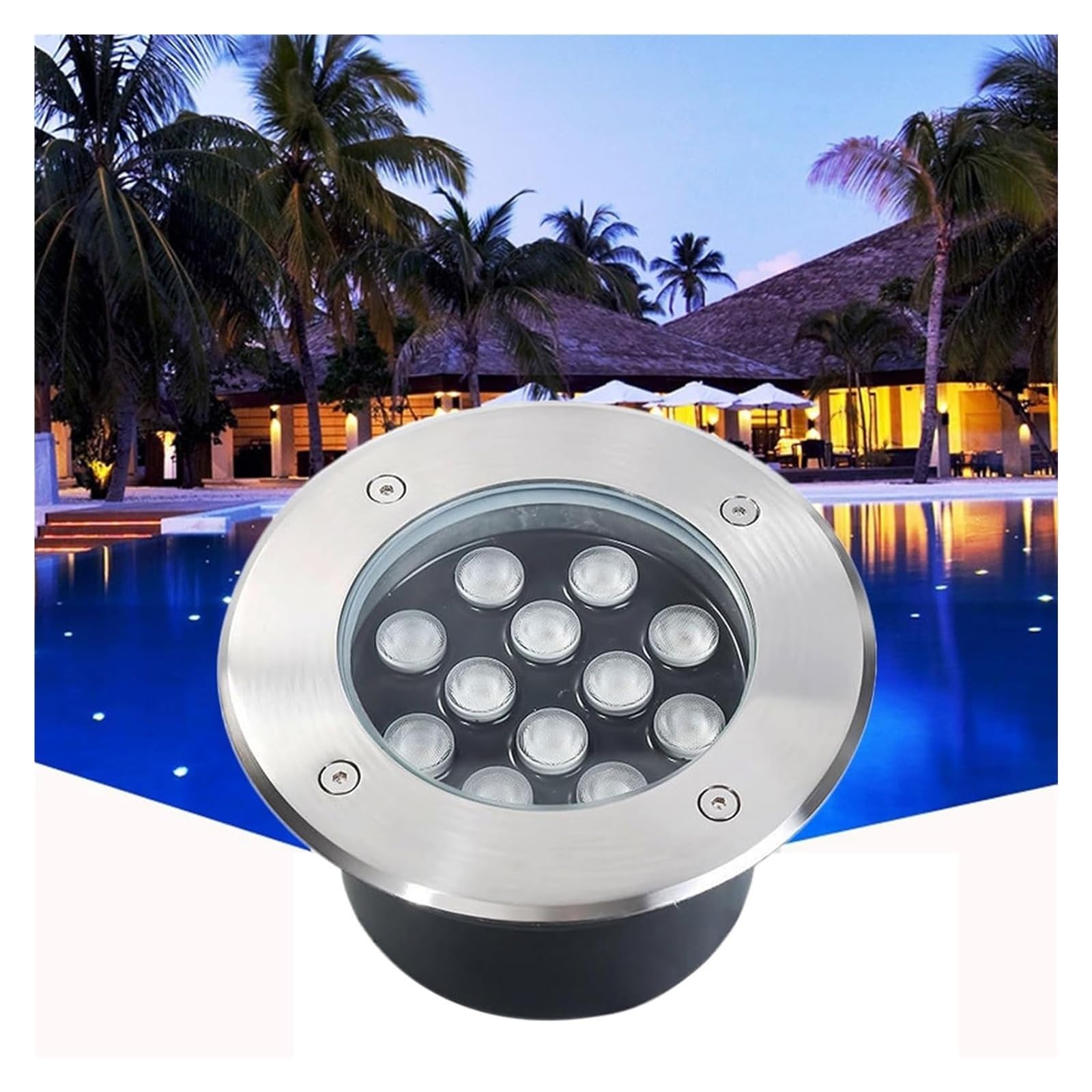 Einbau-Unterwasserleuchte, IP68 Wasserdicht 12V/24V Niederspannungs-LED-Schwimmbadleuchte Aus Edelstahl, LED-Strahler Für Pool, Brunnen, Teich, Landschaftsbeleuchtung Im Freien(Purple Light,12W)