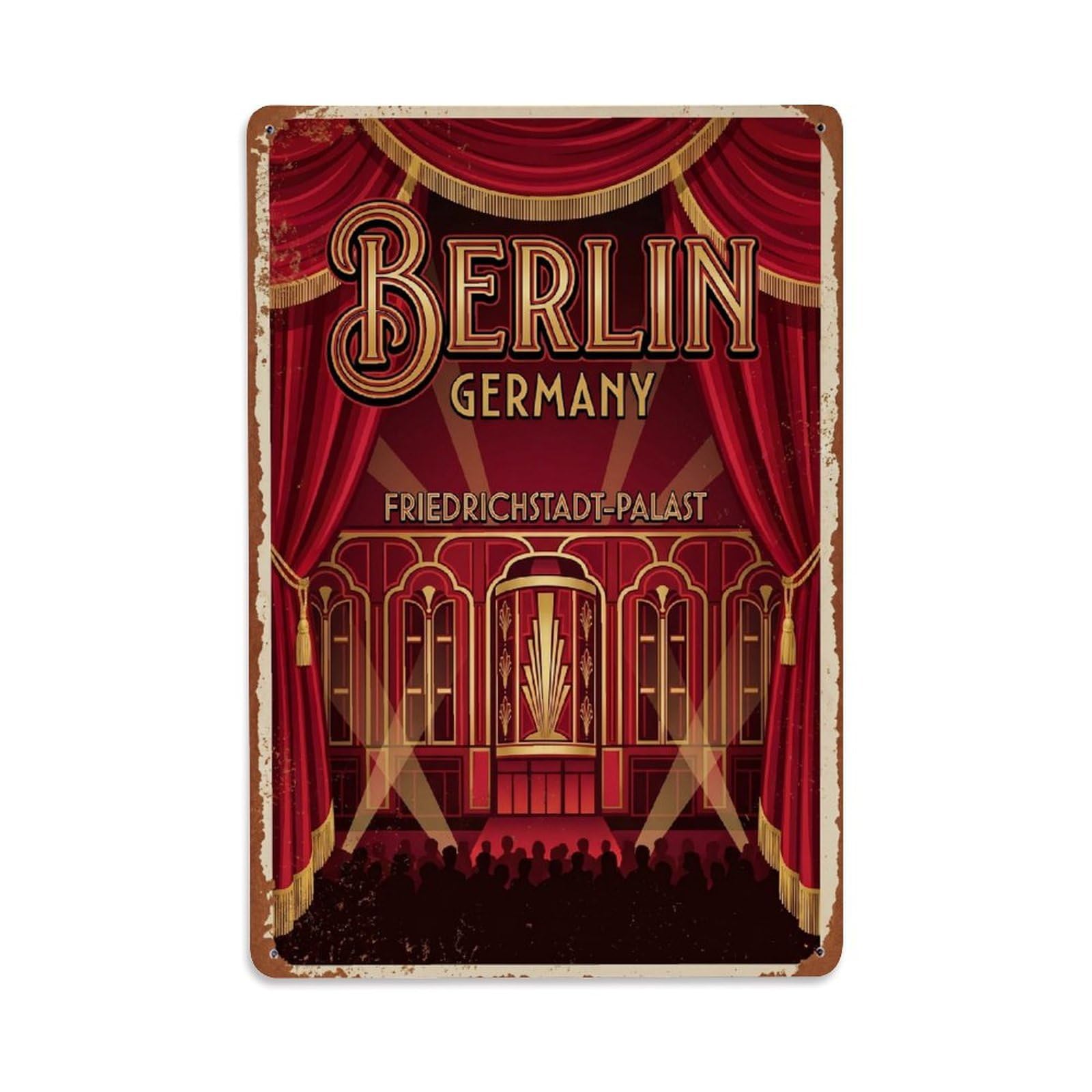 Gead 8X12inch Style Vintage Travel Berlin Germany Ruby Metal Tin Sign