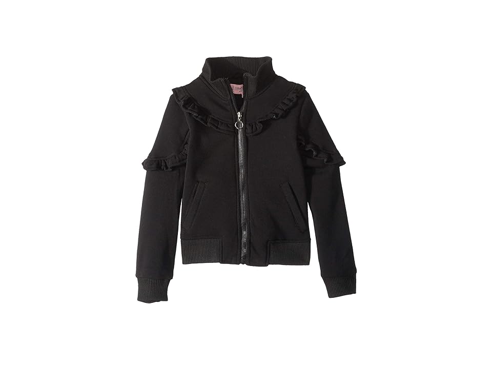 

Urban Republic Kids Selena Fleece Bomber Jacket w/ Ruffles (Little Kids/Big Kids) (Black) Girl's Jacket