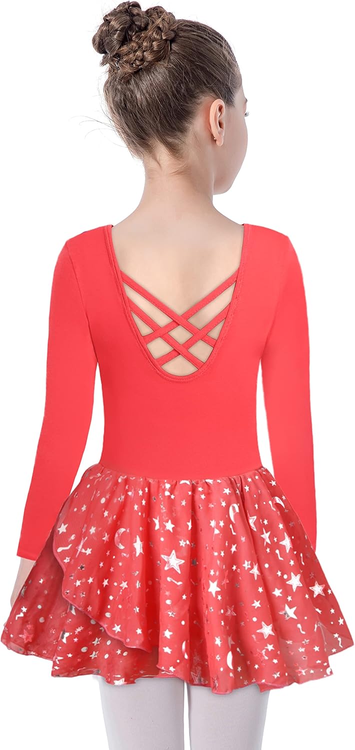 Ballet Leotards for Girls Dance Skirted Leotard Kids Ballet Tutu Dress Toddler Shiny Ruffle Sleeve Dancewear : Clothing, Shoes & Jewelry
