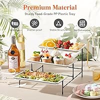 Vista 6 de Lifewit Bandeja para servir de 3 niveles, 12" x 6.5" platos de plástico blanco escalonados para servir alimentos, soporte de bandeja escalonada
