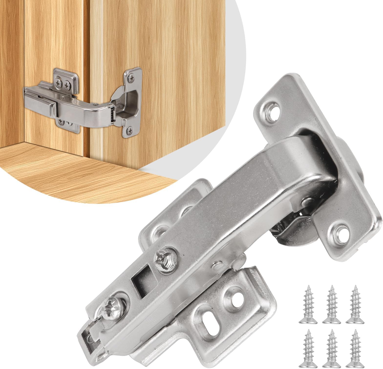 6 Pack 90° Cabinet Hinge for Blind Corner, Soft Close Pie Cut Corner Kitchen Cupboard Hinges, Concealed Cabinets Hinge for Blind Corner Cabinets