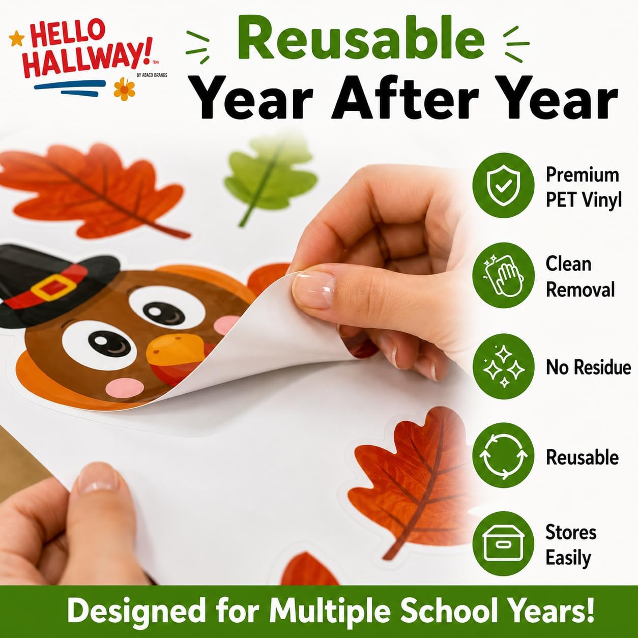 Hello Hallway Classroom Door Decorations for Teachers Seasonal Holiday 4-Pack Value | Peel & Stick Reusable Door & Whiteboard Decor | Preschool Pre-K Kindergarten | Teacher Supplies image 5