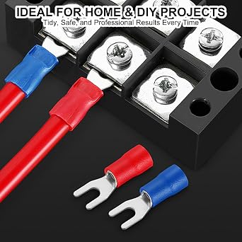 200PCS Insulated Electrical Connectors Kit, Automotive Crimp Terminal Set with Ring Fork Spade Male Female & Butt Splice, 12V Wire Crimping Assortment for Car Motorcycle Marine Repair