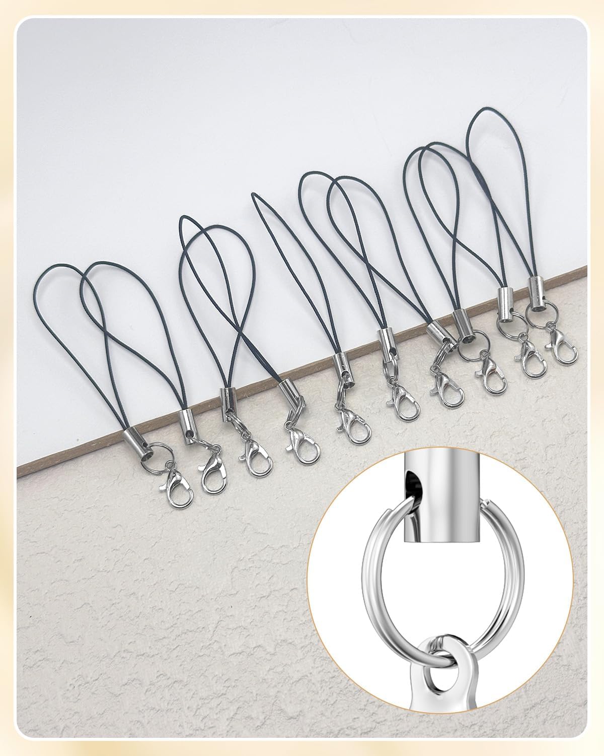 100Pcs Phone Charms Strap with Lobster Clasp Lanyard Straps,Lariat Lanyard Charms Pendant Clasp for Cell Phone USB Keychains DIY Jewelry Accessories - Image 5