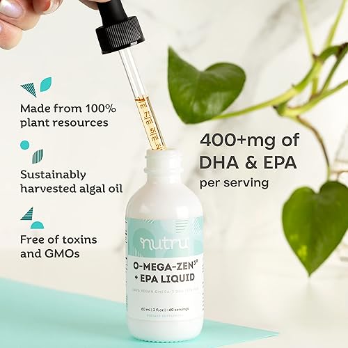 Miniatura 3 de O-Mega-Zen3 +EPA Vegan Omega 3 DHA EPA Suplemento líquido - Ácidos grasos esenciales de algas Omega3 - 2 onzas líquidas