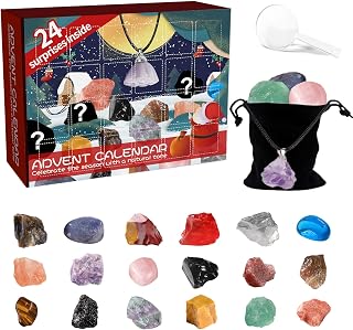 Christmas Advent Calendar 2023, 24 Days Christmas Countdown Calendar with Gemstones, Rocks, Stones, Minerals, Crystals Collection Xmas Gift for Geology Enthusiasts, Adult, Girls, Boys