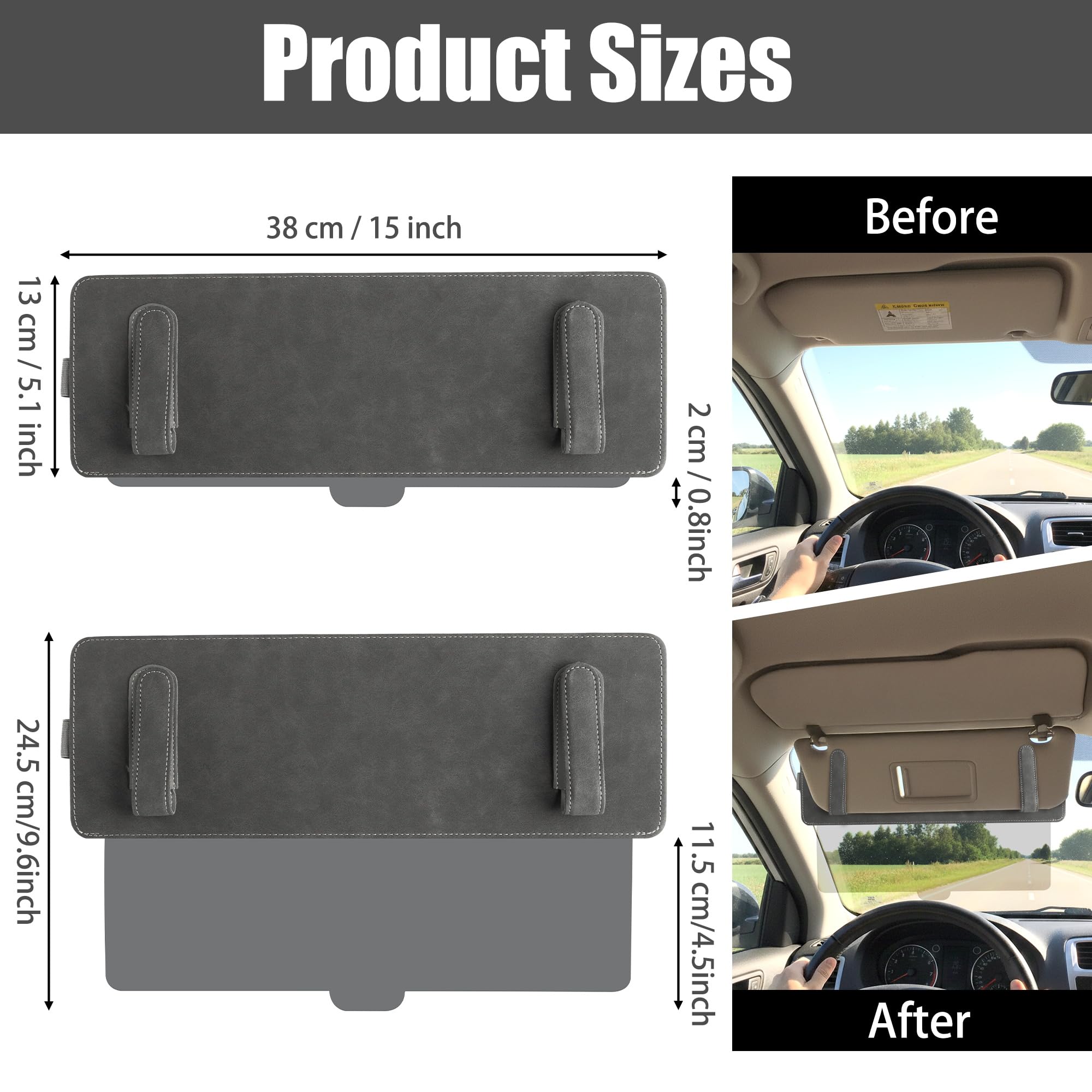 Sun Visor Extender for Car - Sun Protection Visor Clip Extension for Automotive Windshield Adjustable Auto Sunshade Blockers — view 2