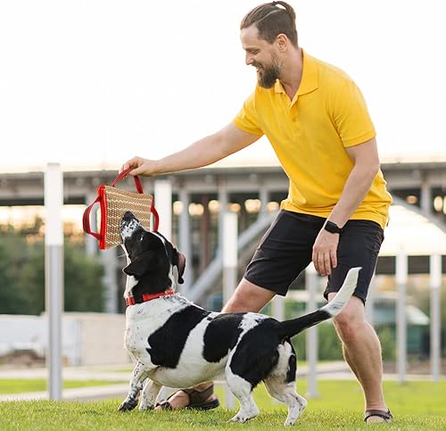 Miniatura 2 de Libima 2 almohadas para perros con asas fuertes, herramientas de entrenamiento de tira y afloja, almohadilla de lino para cachorros, jóvenes,