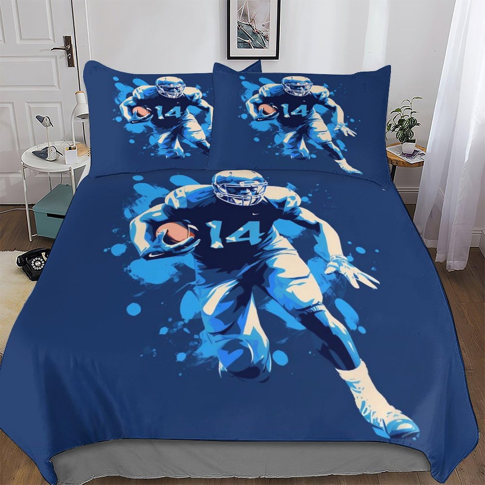 Housse de couette rugby pour chambre d'enfant et adulte fan de sport de ballon