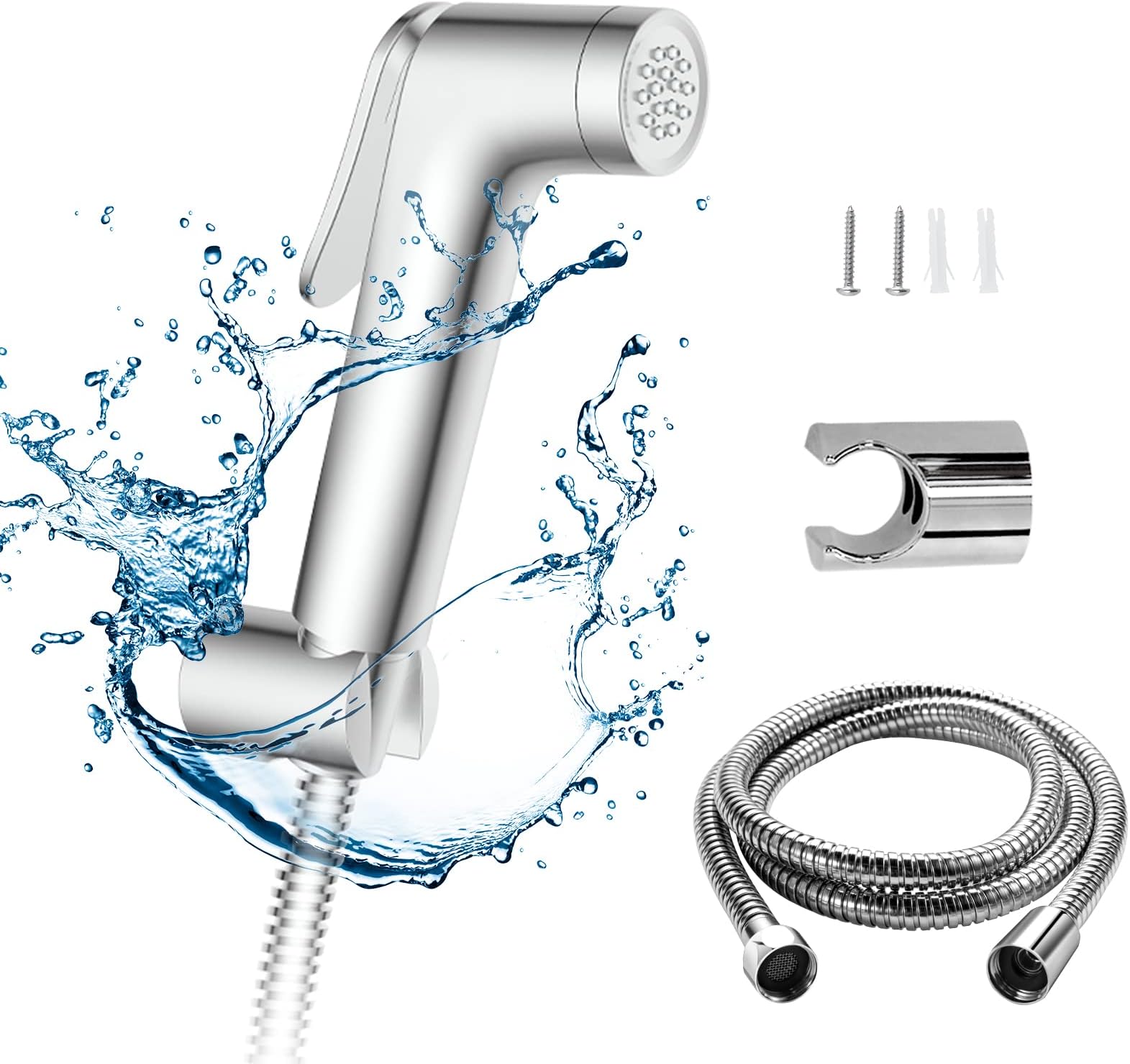 JOMOO Shattaf Set, Bidet Sprayer for Toilet with 47inches Stainless Steel Bidet Hose, Wall Mounted Handheld Bathroom Spray for Personal Hygiene, Chrome