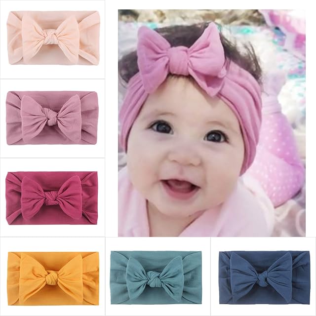 Baby Turban Headband Set-Bowknot Hairband Soft Cute Headwear Elastic for Newborn/Girls/Boys/Kids Gift as Toddler Headdress Photography Props Accessories