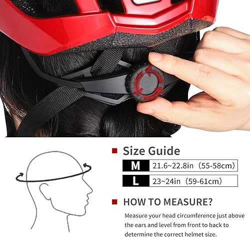 Miniatura 7 de Casco de bicicleta con luz LED para adultos, casco ligero de bicicleta de carretera de montaña para mujeres, cascos de bicicleta con luz USB