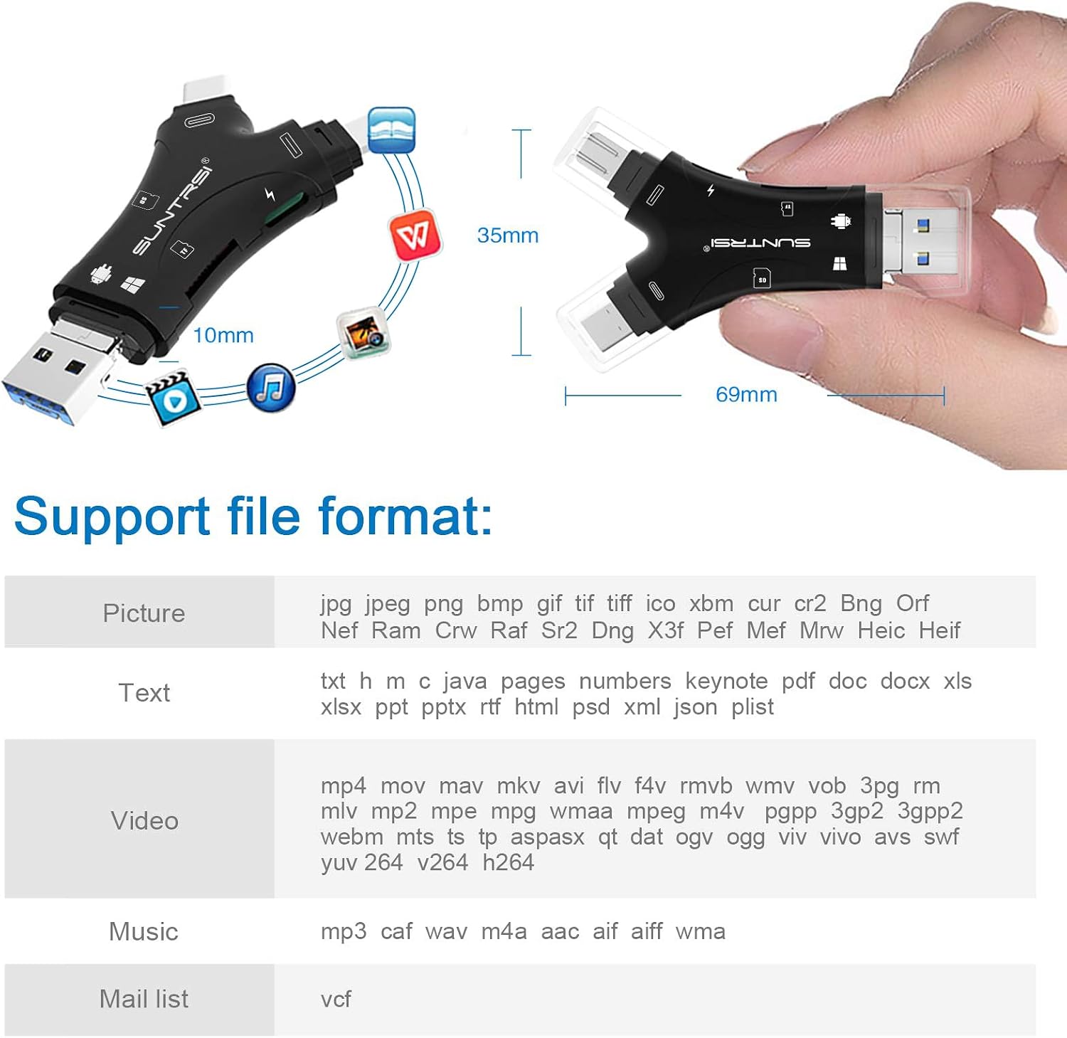 SD Card Reader for iPhone/ipad/Android/Mac/Computer/Camera,4 in1 Micro SD Card Reader Trail Camera Viewer, Portable Memory Card Reader SD Card Adapter for SD and TF Cards(Black) 5 71UT27baXIL. AC SL1500