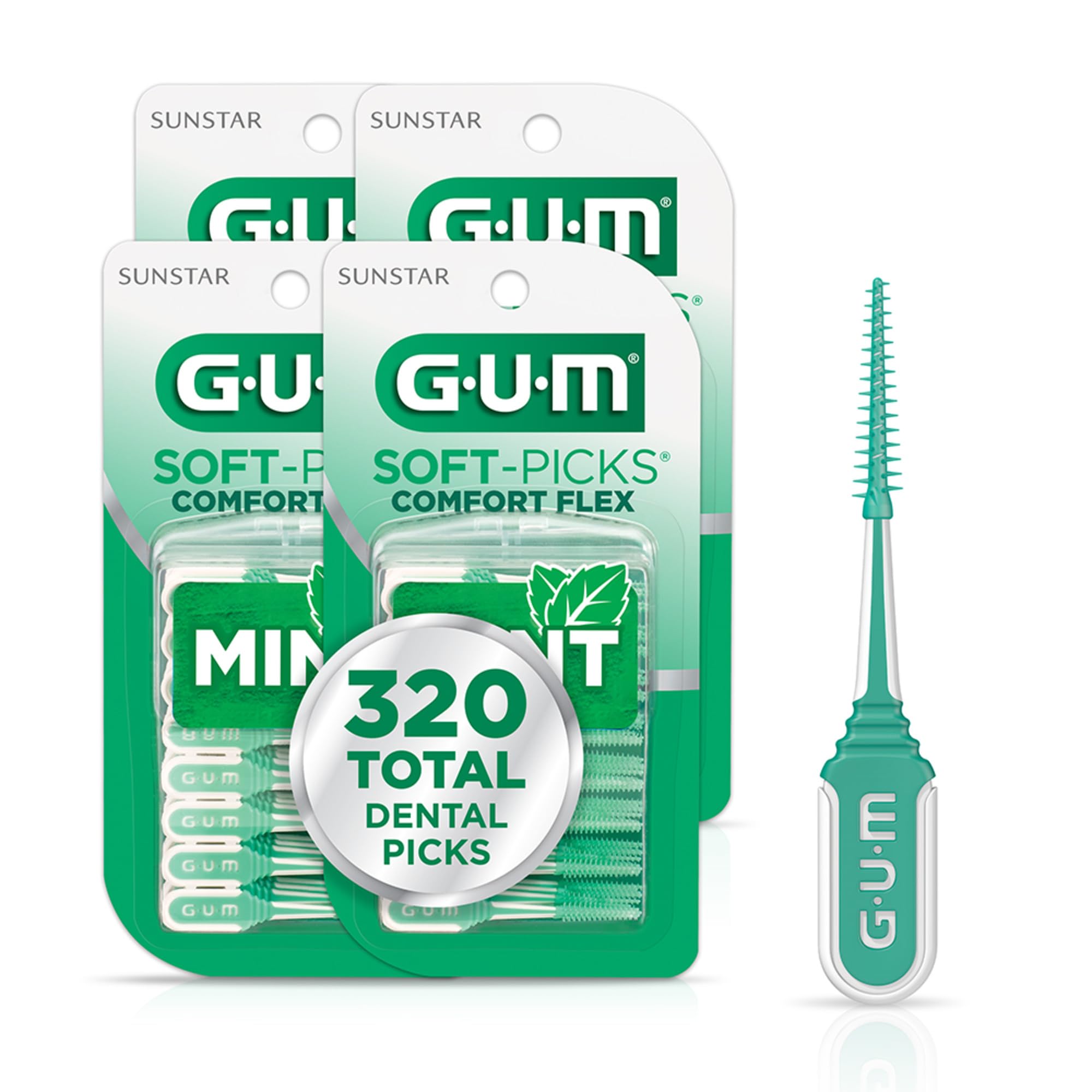 GUM Soft-Picks Comfort Flex, Mint, Dental Picks for Teeth Cleaning Health, Disposable Interdental Brushes with Convenient Carry Case, Dentist