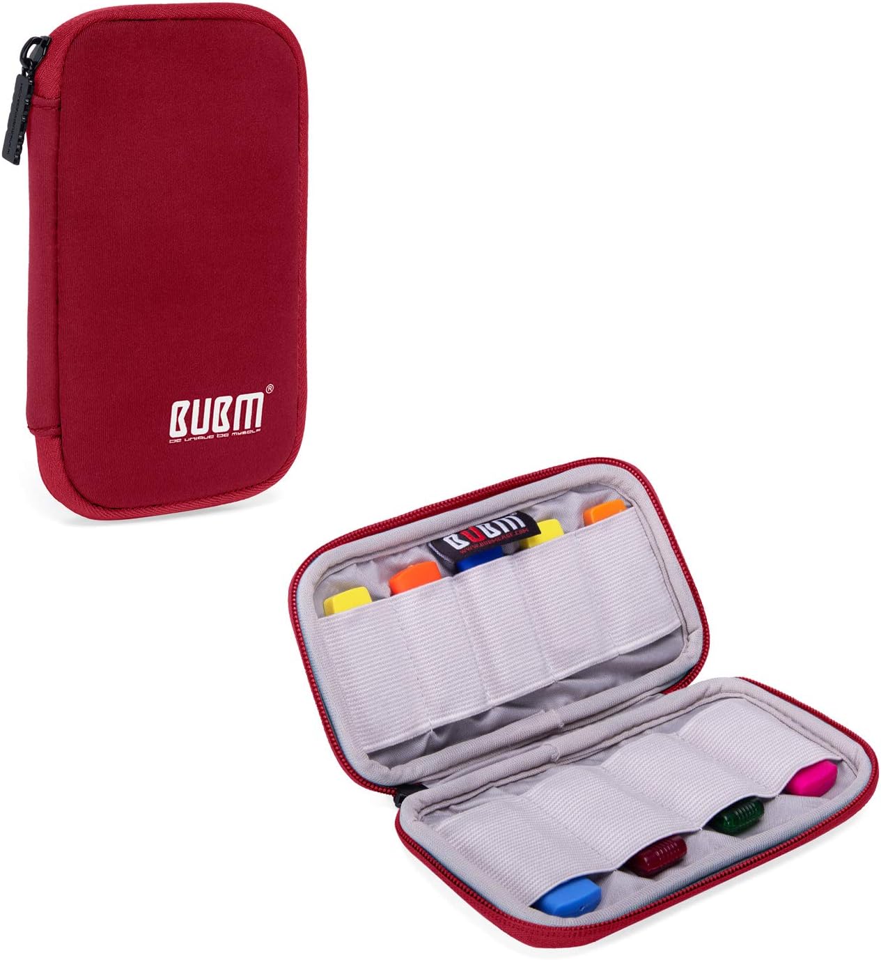 BUBM Mini USB Flash Drive Sticks Carrying Case with Soft Padded Cover, Easy to Carry, 9-Capacity, Dark Red