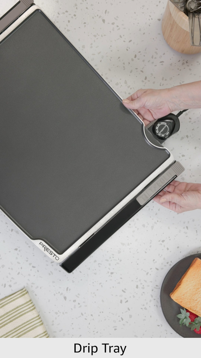Presto Xl 07073 Presto XL Electric Tilt-N-Fold Griddle - 254 Sq. In., Ceramic Nonstick, PFAS-Free (Black) Presto 19 Inch Electric Griddle