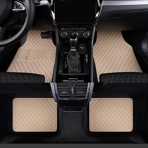 LSXUANCHU Alfombrillas para automóvil, diseño de diamante, de piel sintética, almohadilla para el talón incorporada, elegantes alfombrillas para el