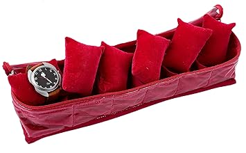 Kuber Industries Watch Case/Wrist Watch Holder/Watch Organizer/Bracelet Pouch Transparent Top Watch Case With 6 Roll (Pink) -CTKTC039126