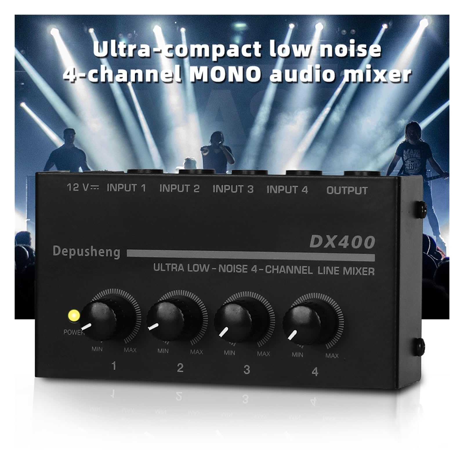 Mezclador de línea de 4 canales de ruido ultrabajo mejorado DX400 Mini mezclador de sonido Fuente de alimentación DC5V Fácil operación Dropshipping(DP400)
