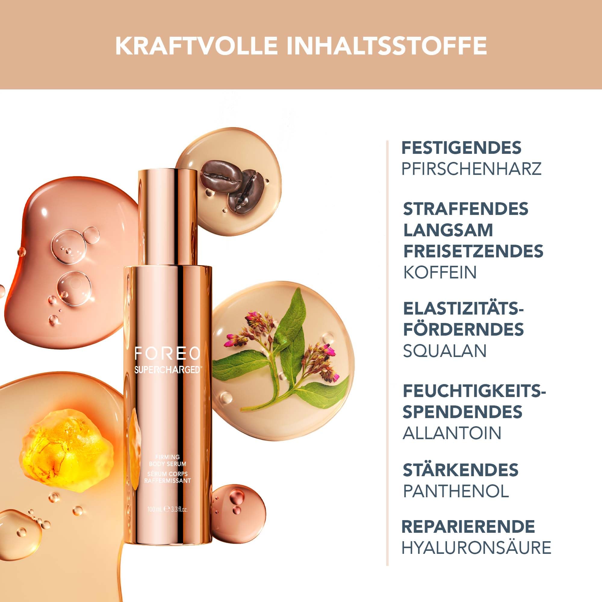 FOREO SUPERCHARGED straffendes Hyaluronserum, 100 ml - Leitfähig & straffend - Anti-Cellulite - Anti-Aging-Körperpflege - 8 Arten Hyaluronsäure - Dermatologisch getestet - Für alle Hauttypen geeignet