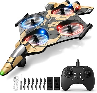 RC Planes For Kids Adults,Remote Control Airplane with LED Lights,360 Flip and Headless Mode,Orbit Flight,One-Key Takeoff/Landing,2 Rechargeable Batteries,Remote Control Plane Best Gift for Kids