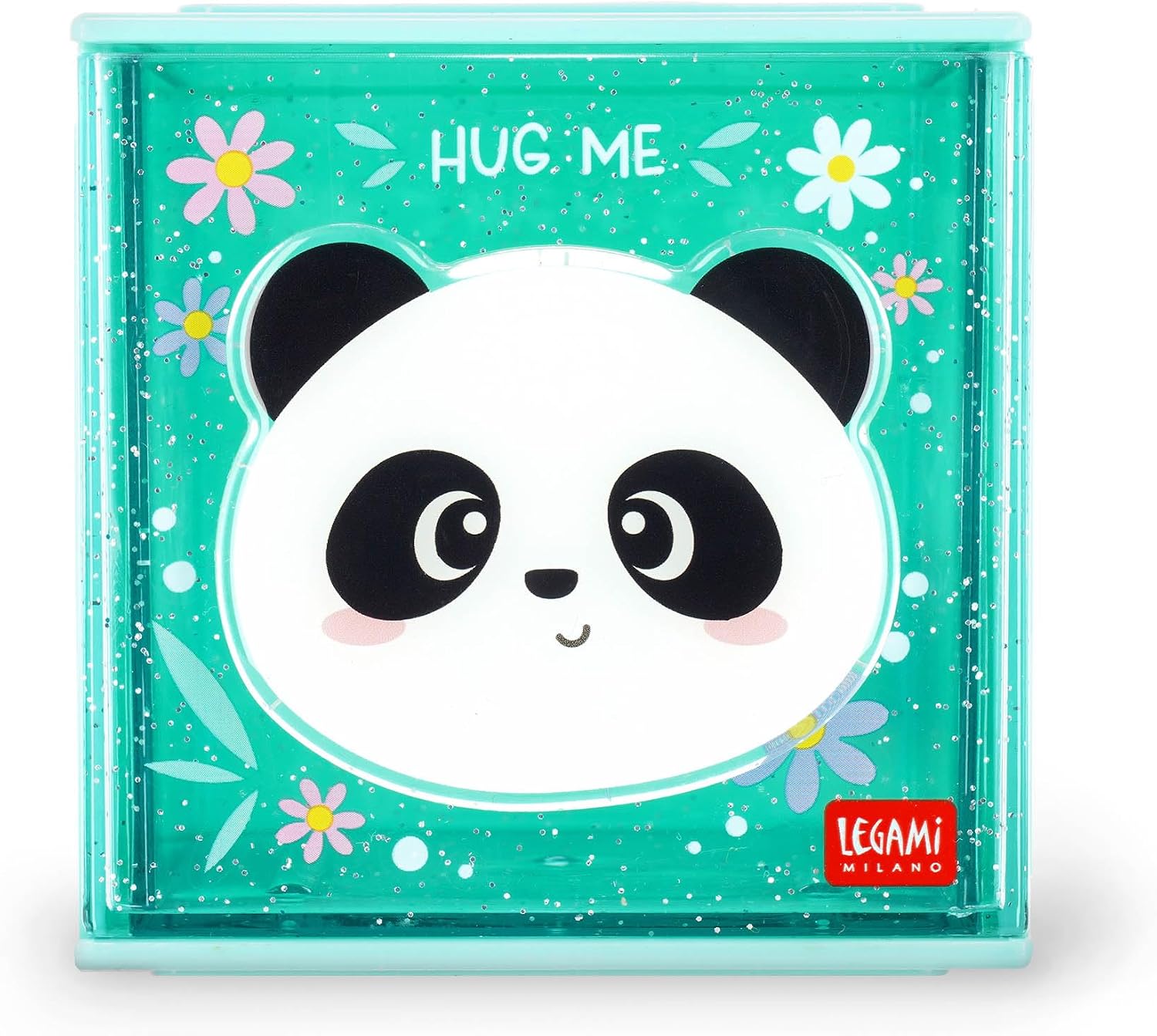 Legami - Cutie Cubes Modular Desk Box, Panda Theme, Desk Organizer, Storage Box, Sticker Sheet Included, Stackable, Multifunctional, ABS, 90 x 90 x 100 cm