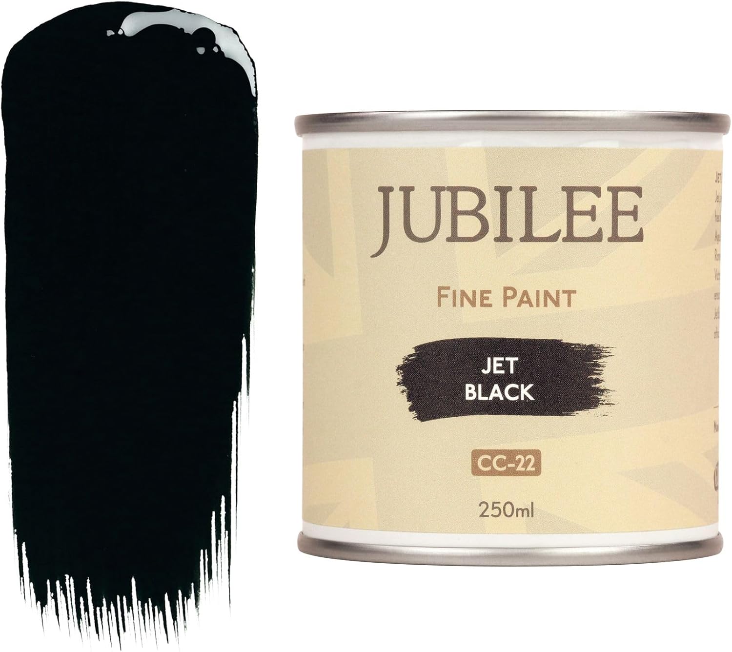 Jubilee Furniture Paint - Jet Black 250ml - Multi-Surface Paint for Wood, Metal, Glass & More - Durable, Water-Based, Soft Sheen Finish - No Primer or Wax Needed