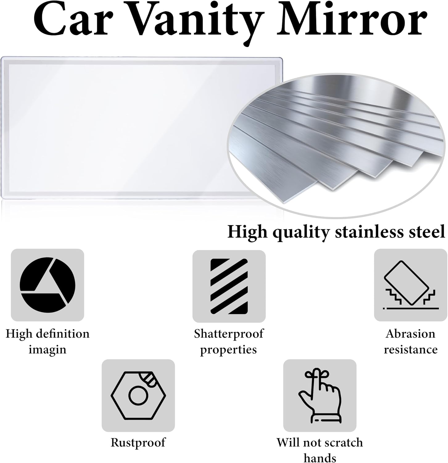 Car Sun Visor Mirror, HD 5.91"×3.15" Portable Car Vanity Mirror, Seatback Self-Adhesive Makeup Mirrors, Shatter-proof Cosmetic Accessories for Automotive Truck SUV Vehicle