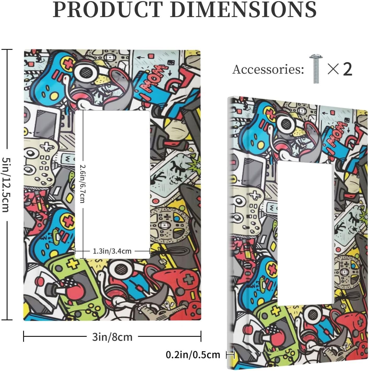 Game Controller Toy Printed Single Rocker/Decora Wall Plate 1 Gang Light Switch Cover Plate Decorative Switch Plates Electrical GFCI Switchplate Outlet Covers for Nursery Kids Room Gaming Room Decor image 5