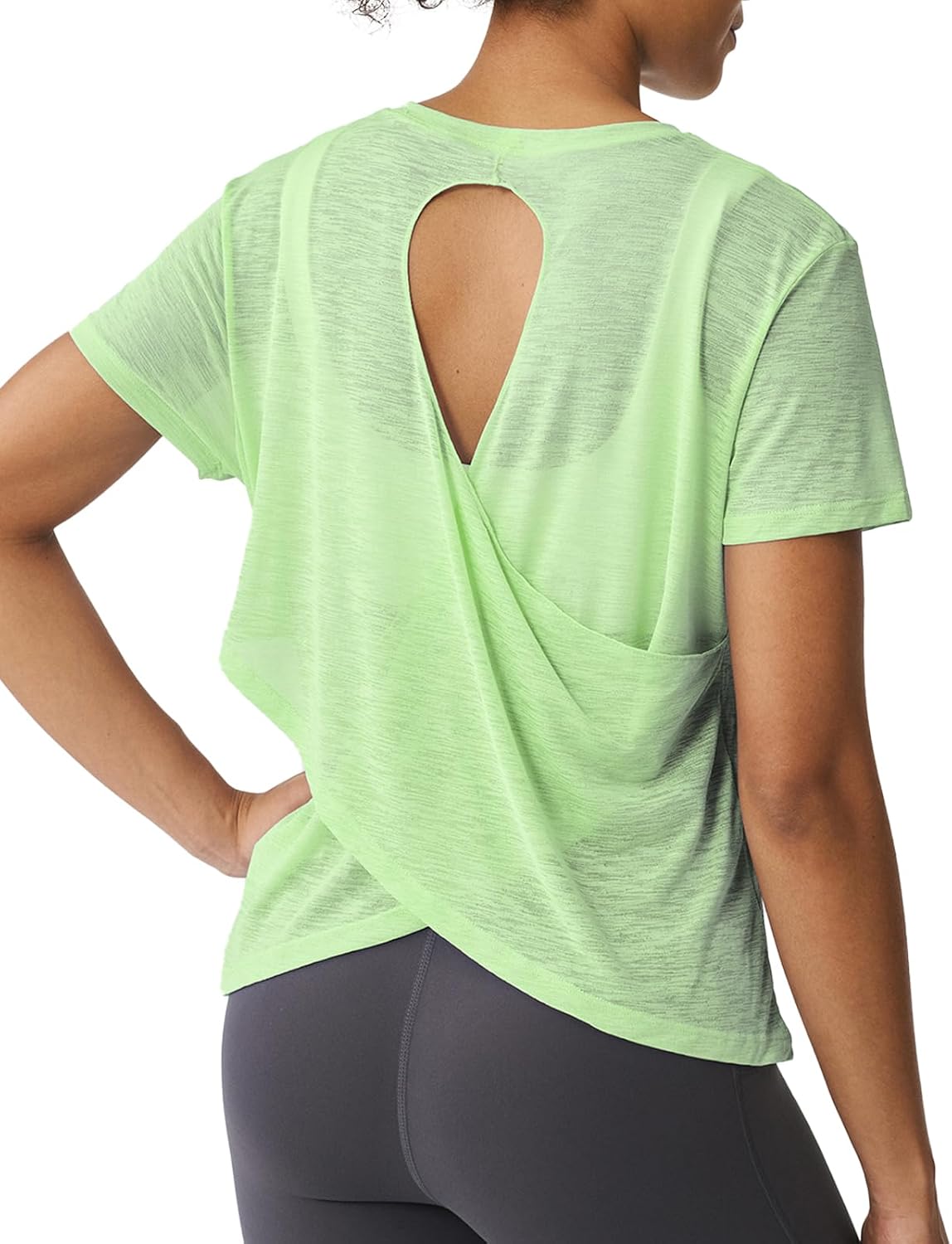 K-Swiss Women's Open Back Workout Tops - Sheer Lightweight Yoga Athletic Gym Cover Up Loose Fit Shirt