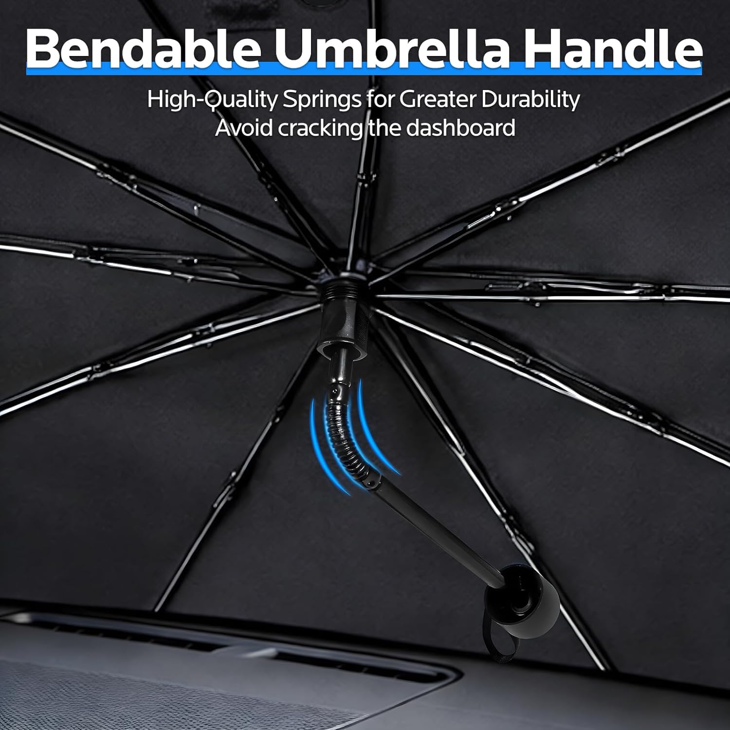 Sun Shade for Car Windshield: Windshield Sun Shade and 10 Skeletons,Protect Car from Sun Rays & Heat Damage Keep Cool and Protect Interior-56 L X 31" W