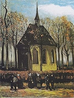 Congregation Leaving The Reformed Church in Nuenen 12x16 Art Print by Van Gogh