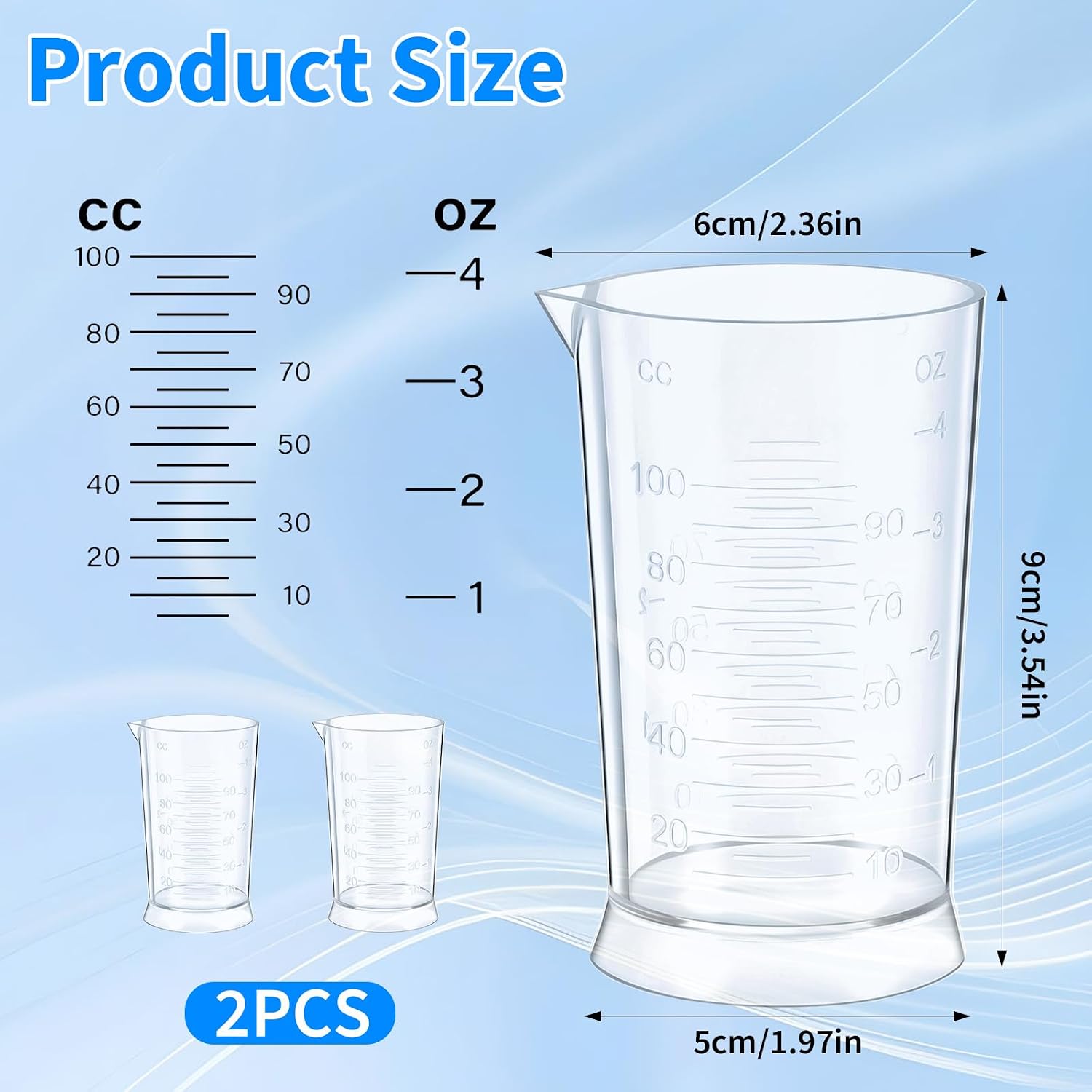 2 Pcs Hair Dye Measuring Cups, 4 Oz Plastic Beaker with Graduated Scale