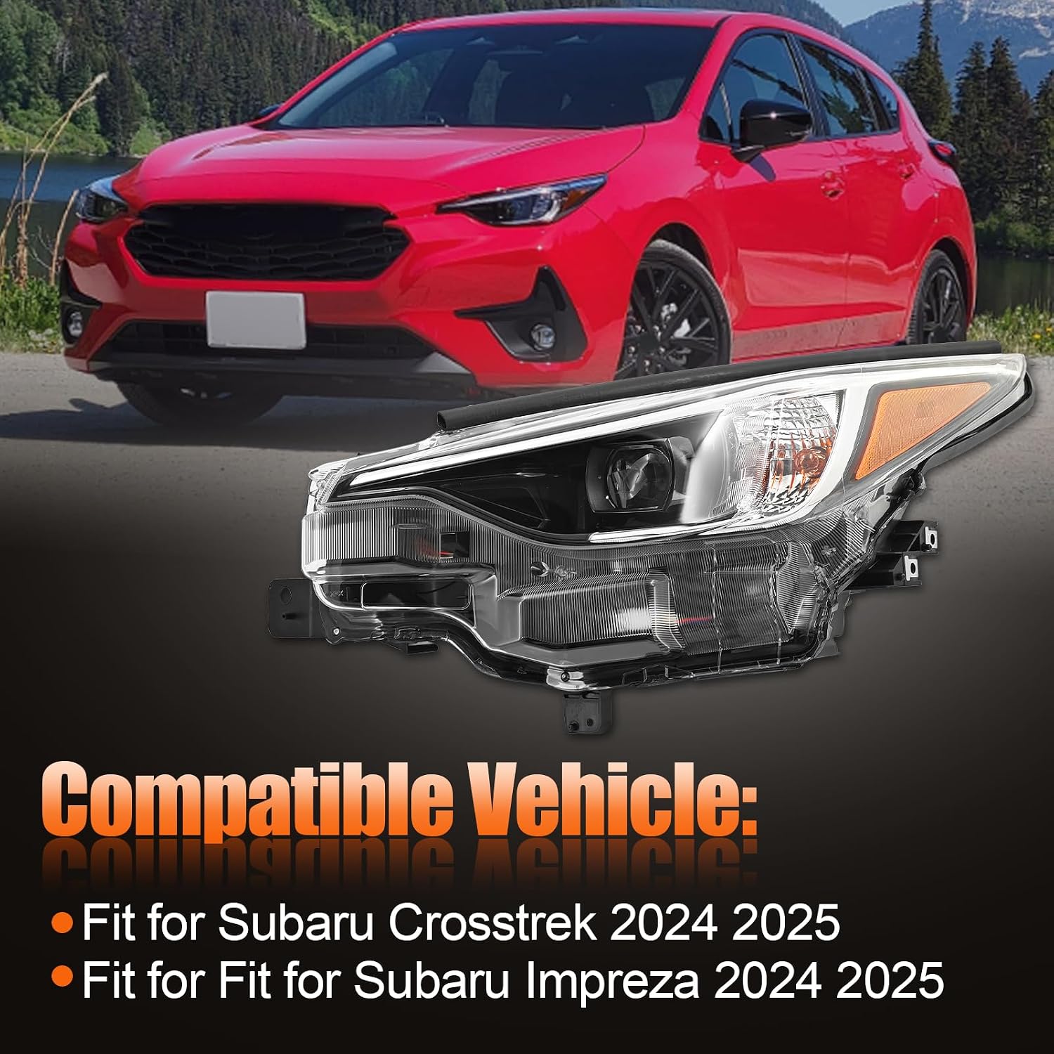 84001-FN010 84002-FN01A Left Driver Side LED Headlight Assembly with Halogen Turn Signal Fit for Subaru Crosstrek Impreza 2024 2025 LED Lens Headlamp W/O AFS Replace# 84001FN010 84002FN01A
