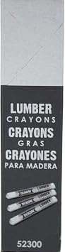 Dixon 52300 Lumber Crayons, 4 1/2 x 1/2, White, Dozen