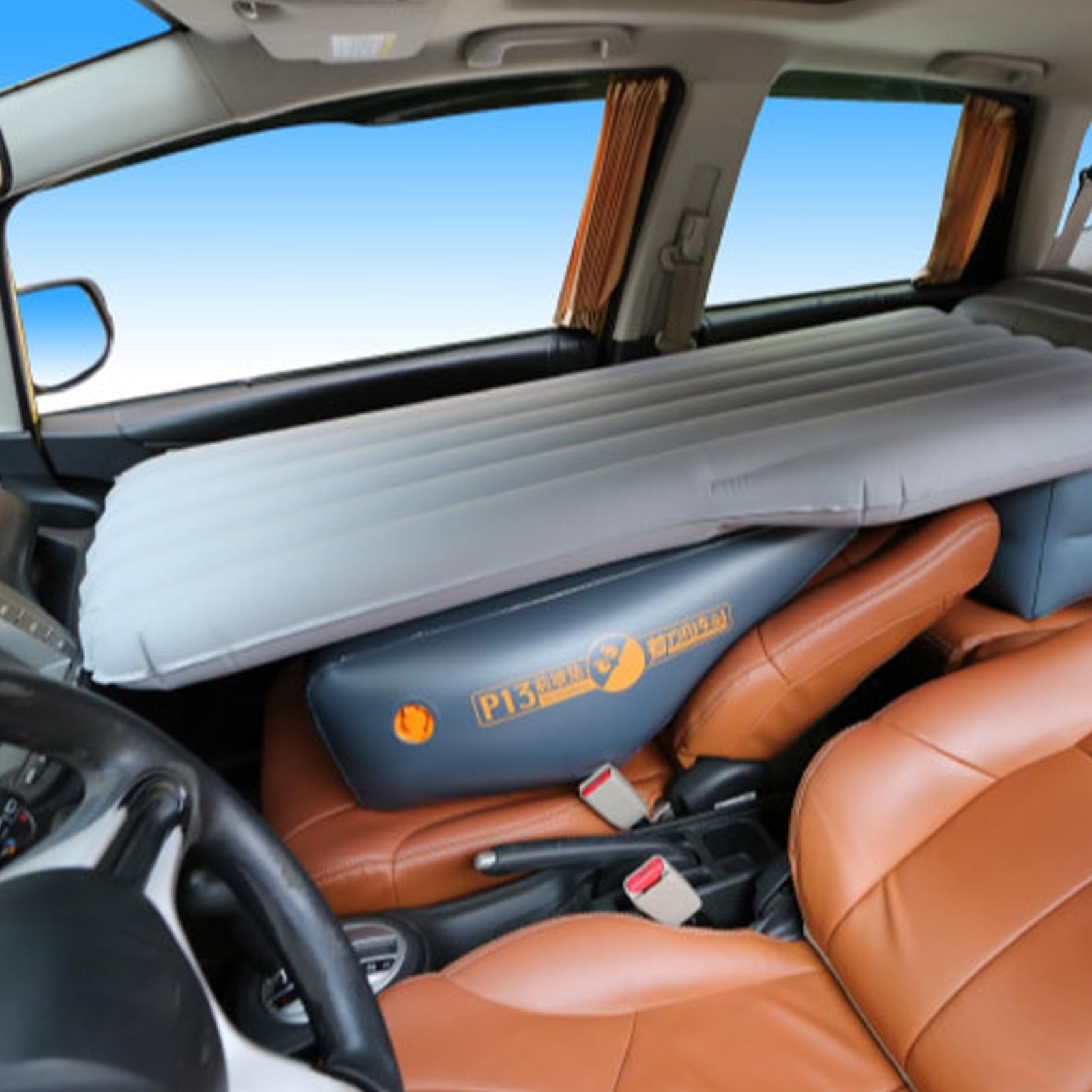 Cuscinetto gonfiabile per pendenza anteriore per auto: materasso ad aria in PVC a prova di perdite per sedile posteriore per auto | Gamba gonfiabile spessa per dormire, viaggiare, campeggio,