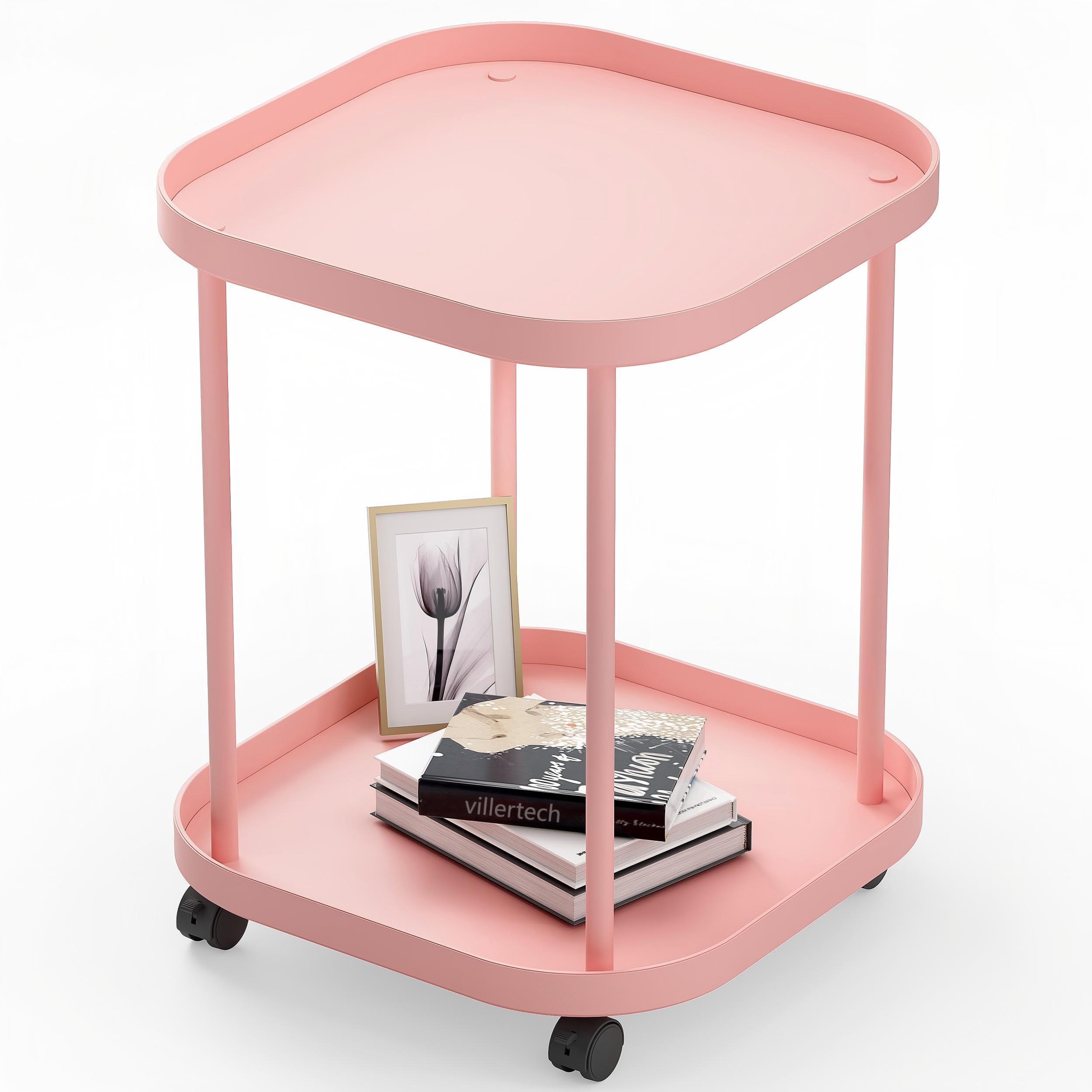 Amazon.com: villertech Side Table with Wheels, End Table Living