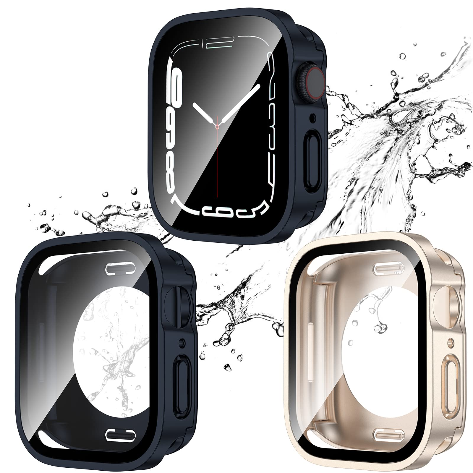 2-Pack Waterproof Case for 45mm Apple Watch Series 9/8/7