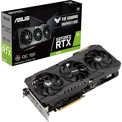 ASUS TUF Gaming NVIDIA GeForce RTX 3080 OC Edition Graphics Card (PCIe 4.0, 12GB GDDR6X, LHR, HDMI 2.1, DisplayPort 1.4a, Dual Ball Fan Bearings, Military-Grade Certification, GPU Tweak) (Renewed)