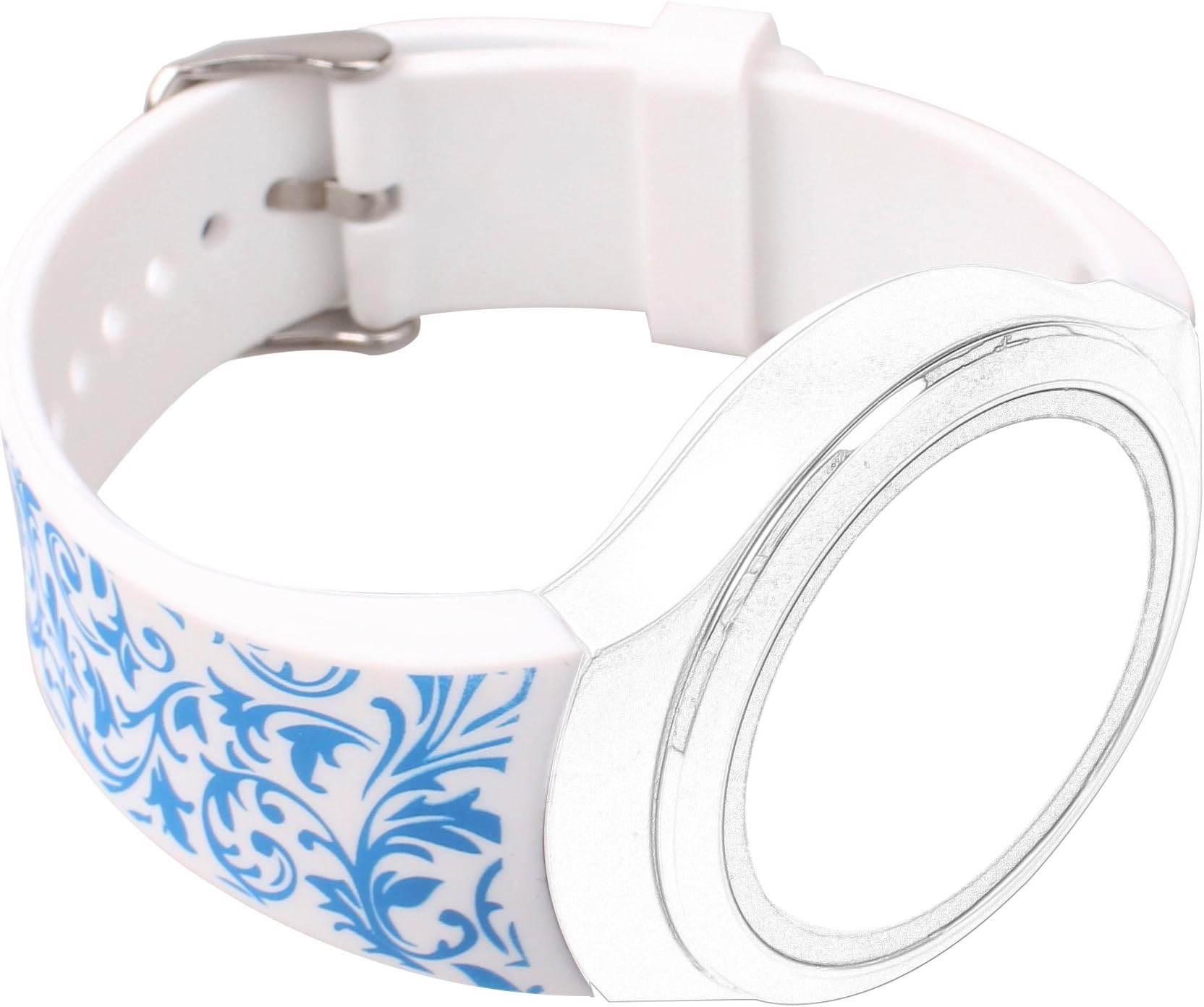 Megkhla Gear S2 Watch Band, Soft Silicone Replacement Sport Band for Samsung Gear S2 Smart Watch(White Flower)