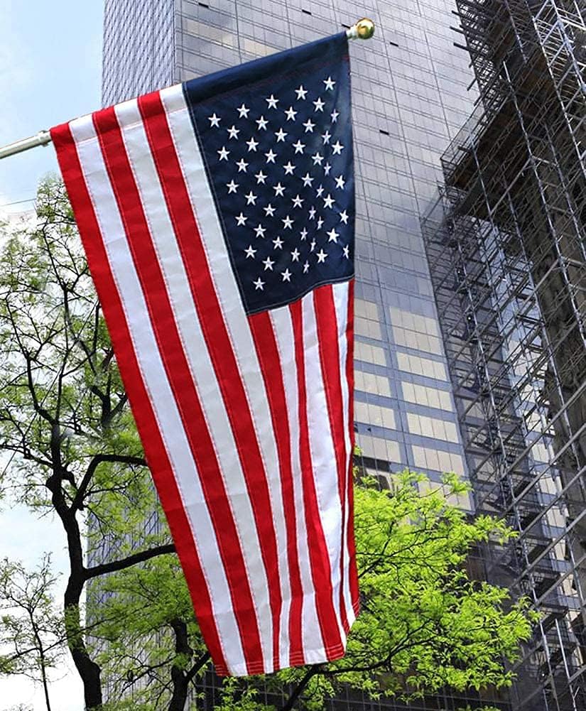 American Flag Sleeve Banner -3x5 Ft, American flag 3x5 Outdoor (Pole Not Included), Embroidered Stars, Sewn Stripes, UV Protected, Heavy Duty Nylon, US Flag for Outdoor Use : Patio, Lawn & Garden