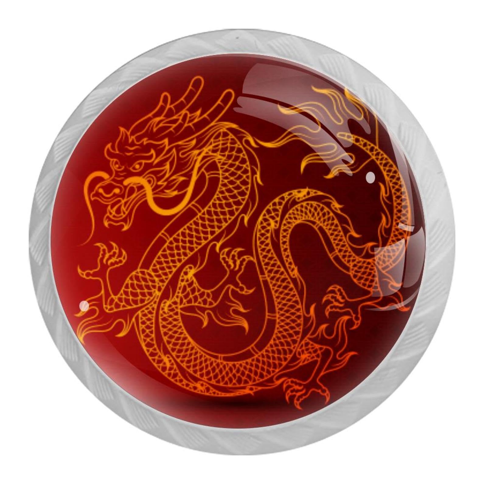 Tqmspg 4 Pieces Drawer Pulls Dragon Door Knobs Dresser Handles for Kitchen Wardrobe Cupboard Hardware Furniture