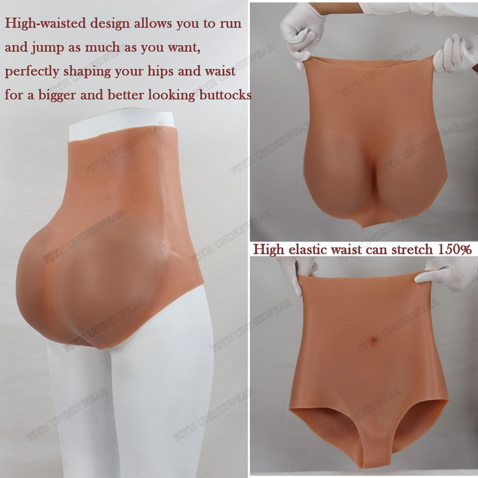 FSYH Silikonowe realistyczne spodnie analne Shaper Hip Enhancer Wyściełane spodnie push up dla Transdresser Transgender
